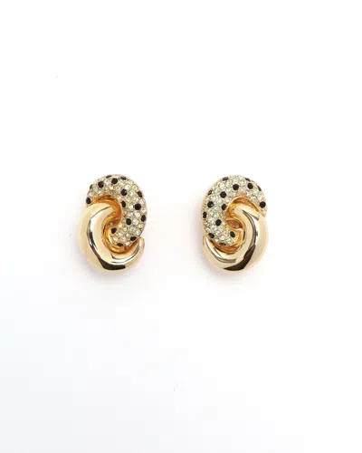 Dior Christian  Rhinestone Clip-on Earrings In Gold