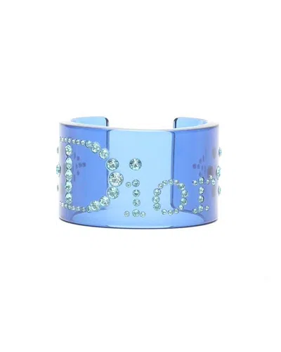 Dior Christian  Rhinestone Cuff Bracelet In Blue