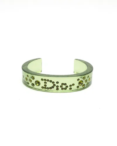 Dior Christian  Rhinestone Cuff Bracelet In Green