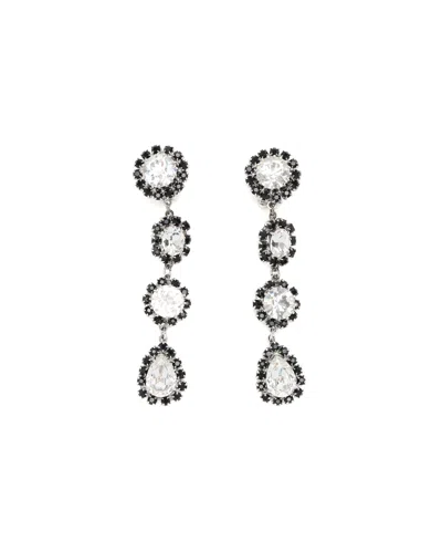 Dior Christian  Rhinestone Dangling Clip-on Earrings In Metallic