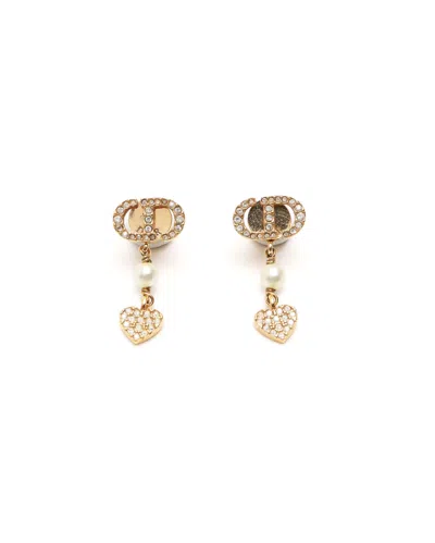 Dior Christian  Rhinestone Earrings In Gold