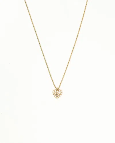 Dior Christian  Rhinestone Heart Necklace In Gold