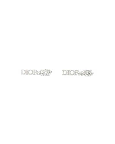 Dior Christian  Rhinestone Hoop Earrings In Metallic