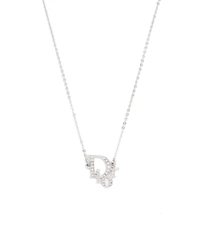 Dior Christian  Rhinestone Logo Necklace In Orange