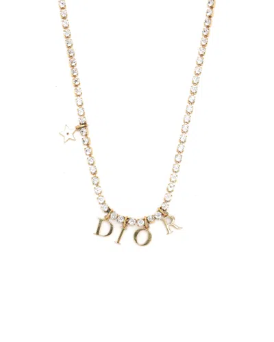 Dior Christian  Rhinestone Necklace In Gold