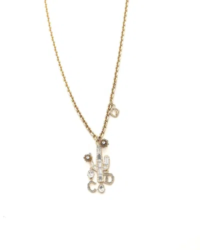 Dior Christian  Rhinestone Necklace In Gold