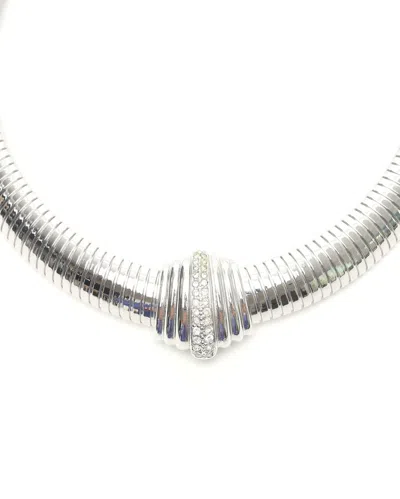 Pre-owned Dior Christian  Rhinestone Necklace In Silver