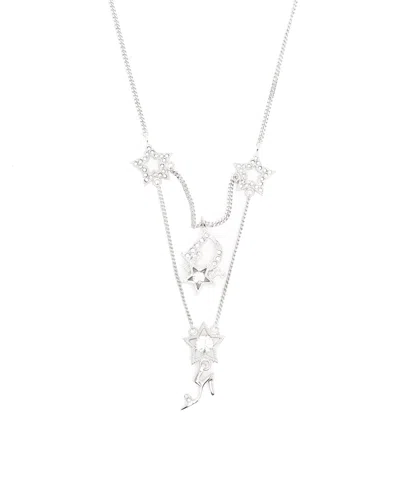 Pre-owned Dior Christian  Rhinestone Star Heels Necklace In Silver