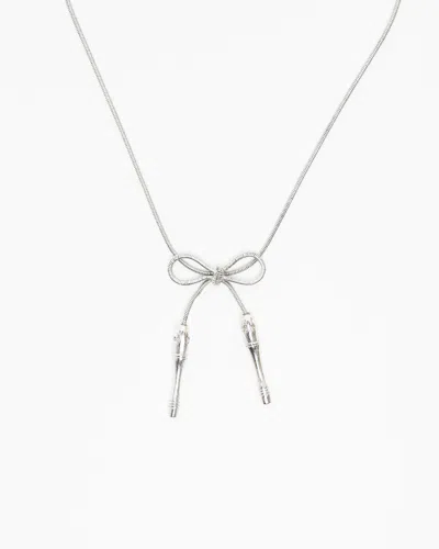 Dior Christian  Ribbon Pendant Necklace In Silver