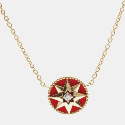 Pre-owned Dior Christian  Rose Des Vents 18k Rose Gold Diamond Carnelian Necklace