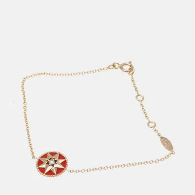 Pre-owned Dior Christian  Rose Des Vents Bracelet 18k Pink Gold Carnelian Charm Bracelet