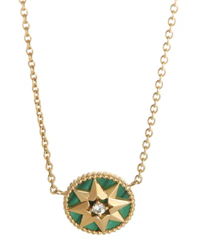 Pre-owned Dior Christian  Rose Des Vents Gold 0.04 Ct. Tw. Diamond Necklace (authentic  Pre-loved)