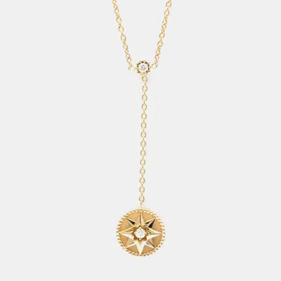 Pre-owned Dior Christian  Rose Des Vents Medallion Rose Quartz Pink Gold 18k Diamond Rose Quartz Women Necklace