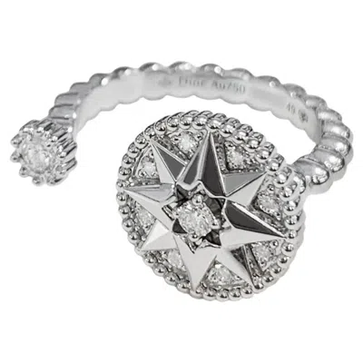 Pre-owned Dior Christian  Rose Des Vents Ring White Gold And Diamonds