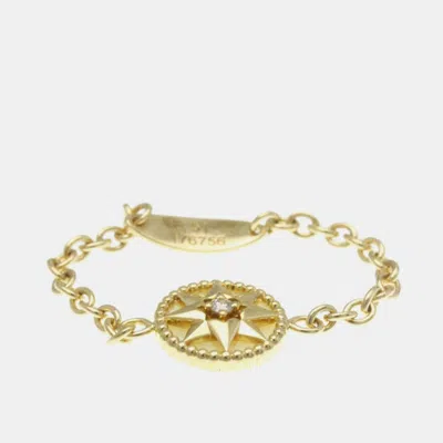 Pre-owned Dior Christian  Rose Des Vents Ring Yellow Gold 18k Diamond Mother Of Pearl Band Ring Gold