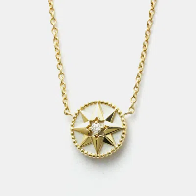 Pre-owned Dior Christian  Rose Des Vents Yellow Gold 18k Diamond Mother Of Pearl Pendant Necklace Gold