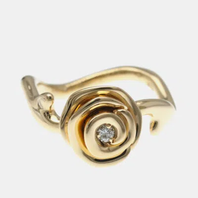 Pre-owned Dior Christian  Rose  Couture Diamond Ring Pink Gold 18k Fashion Diamond Band Ring Pink Gold