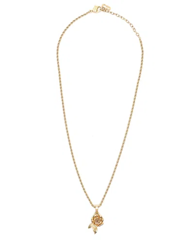 Dior Christian  Rose Necklace In Gold
