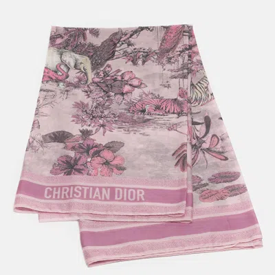 Pre-owned Dior Christian  Rose Pink Toile De Jouy Print Cotton Pareo One Size