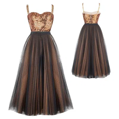 Pre-owned Dior Christian  Runway Copper Mirrored Romper And Maxi Skirt Spring 2018 Sz 34fr In Black