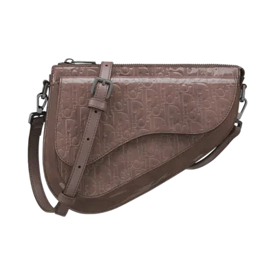 Pre-owned Dior Christian  Saddle Bag Patent Purple Patent_leather Shoulder Bag Bag ()