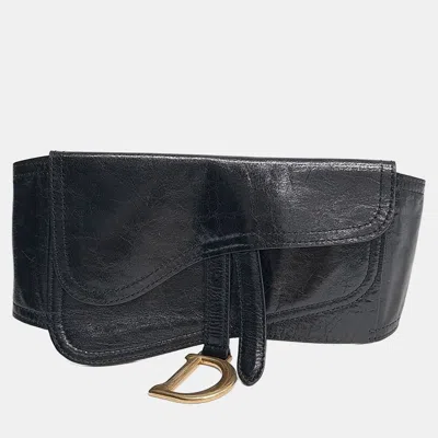 Pre-owned Dior Christian  Saddle Belt In Black