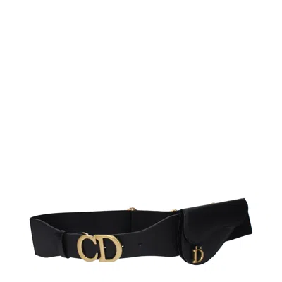 Dior Christian  Saddle Belts Women Leather Black