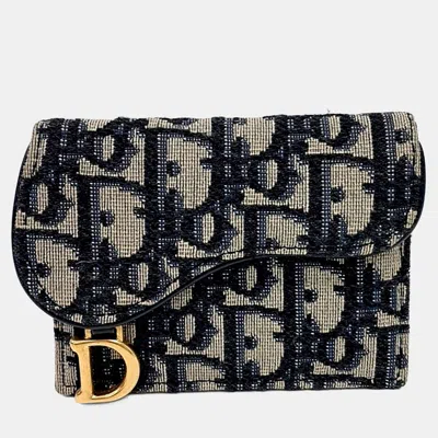 Pre-owned Dior Christian  Saddle Card Holder In Blue