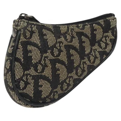 Pre-owned Dior Christian  Saddle Coin Purse Trotter Canvas Black Canvas Wallets Accessory ()