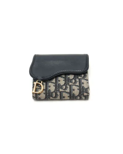 Dior Christian  Saddle Lotus Wallet In Blue