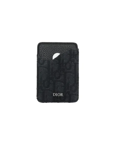 Pre-owned Dior Christian  Saddle Magnetic Card Holder In Black