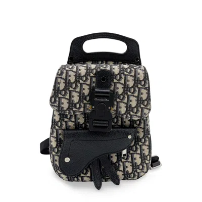 Pre-owned Dior Christian  Saddle Oblique Canvas Beige Canvas Backpack Bag ()
