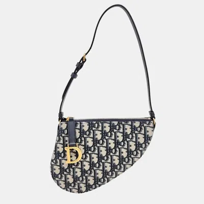 Pre-owned Dior Christian  Saddle Shoulder Pouch In Navy Blue