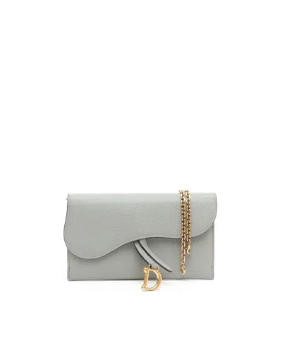 Dior Christian  Saddle Wallet On Chain Bag In Gray