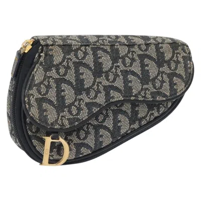 Pre-owned Dior Christian  Saddle Zip Pouch Issimo Canvas Navy Canvas Clutche & Pouche Bag () In Blue
