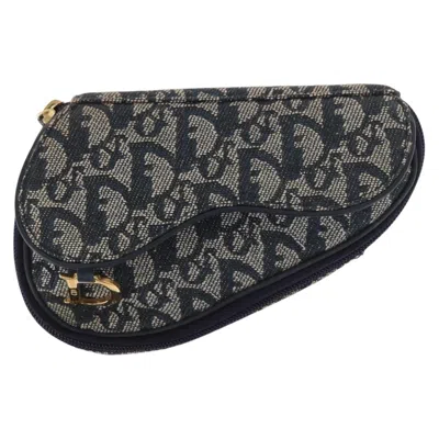 Pre-owned Dior Christian  Saddle Zip Pouch Issimo Canvas Navy Canvas Clutche & Pouche Bag () In Blue