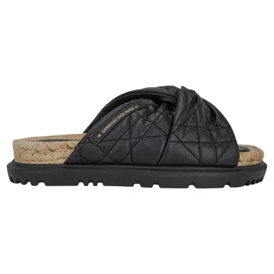 Pre-owned Dior Christian  Sandal Cannage Dtwist Espadrille Black 37.5
