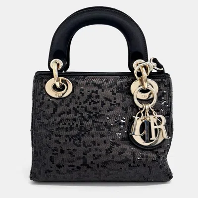 Pre-owned Dior Christian  Sequin Lady Mini Bag In Black