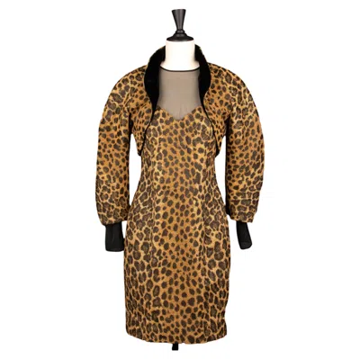 Pre-owned Dior Christian  Set Animal Print By Gianfranco Ferré Winter 1995 In Brown