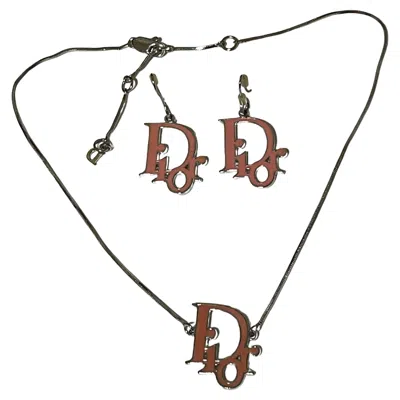 Pre-owned Dior Christian  Set Included Necklace And Monogram Earrings Logo  In Multi