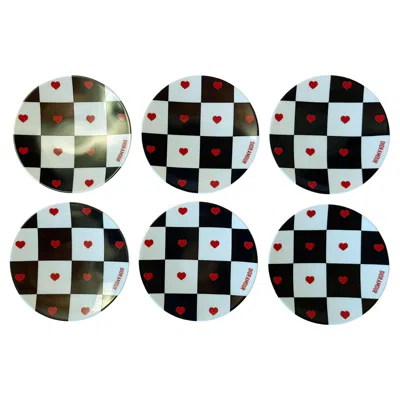 Pre-owned Dior Christian  Set Of 6 Amour Plates In Blue