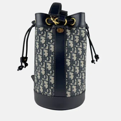 Pre-owned Dior Christian  Shoulder Bag Canvas Leather Navy In Blue