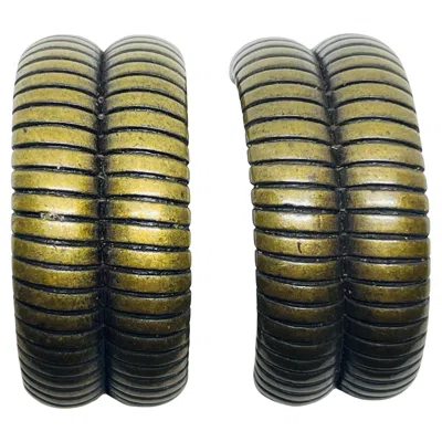 Pre-owned Dior Christian  Signed Vintage Bronze Gold Tone Designer Clip On Earrings In Multi