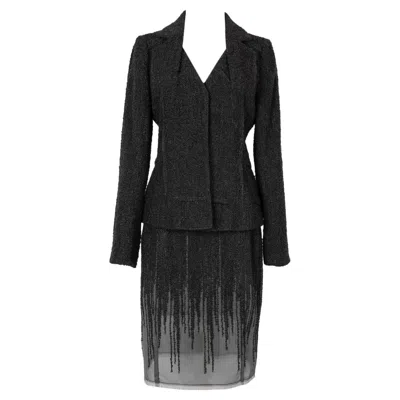 Pre-owned Dior Christian  Silk And Blended Wool Set In Black