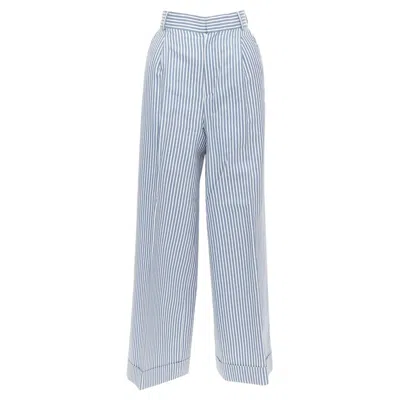 Pre-owned Dior Christian  Silk Cotton Vertical Striped Nautical Wide Pants Fr32 Xxs In Gray