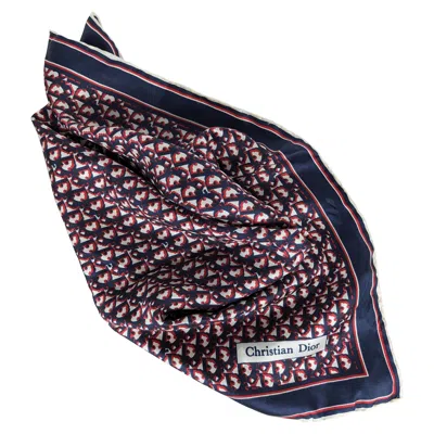 Pre-owned Dior Christian  Silk Logo Scarf In Black