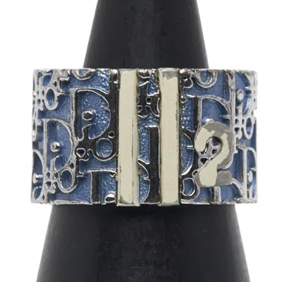 Pre-owned Dior Christian  Silver Blue Metal Band Ring ()