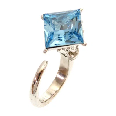 Pre-owned Dior Christian  Silver Blue Metal Band Ring () In Silver, Blue
