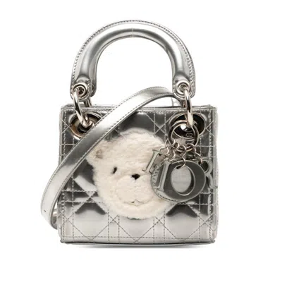 Pre-owned Dior Christian  Silver Patent Leather Fur Handbag Shoulder Bag ()