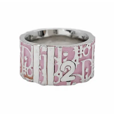 Pre-owned Dior Christian  Silver Pink Band Ring ()